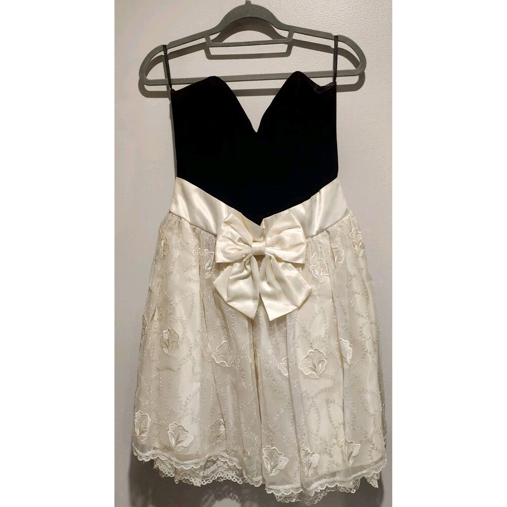 Vintage Scott McClintock Strapless Velvet Corset Lace & Sequin Mini Dress Sz 14
